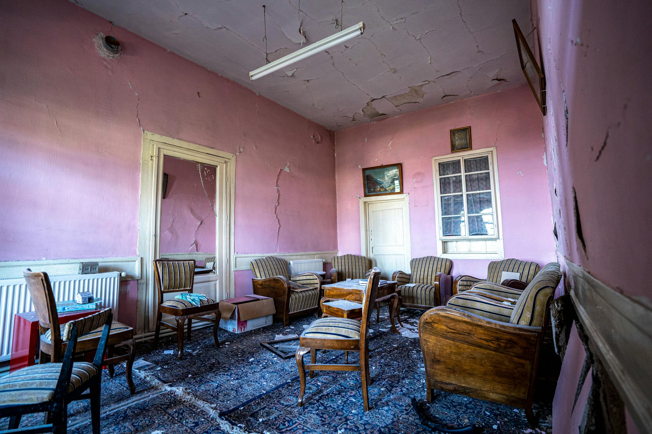 An abandoned home with worn-out furniture