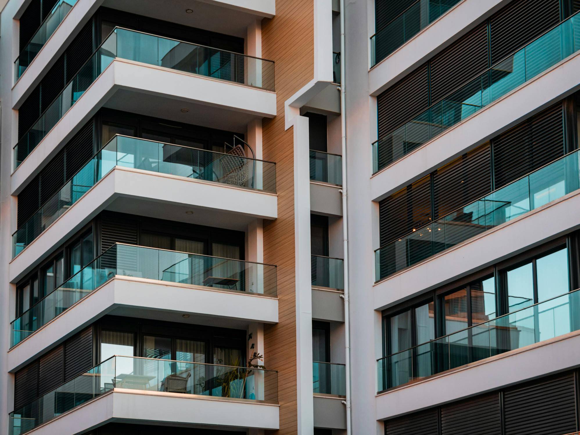 An apartment building with balconies
