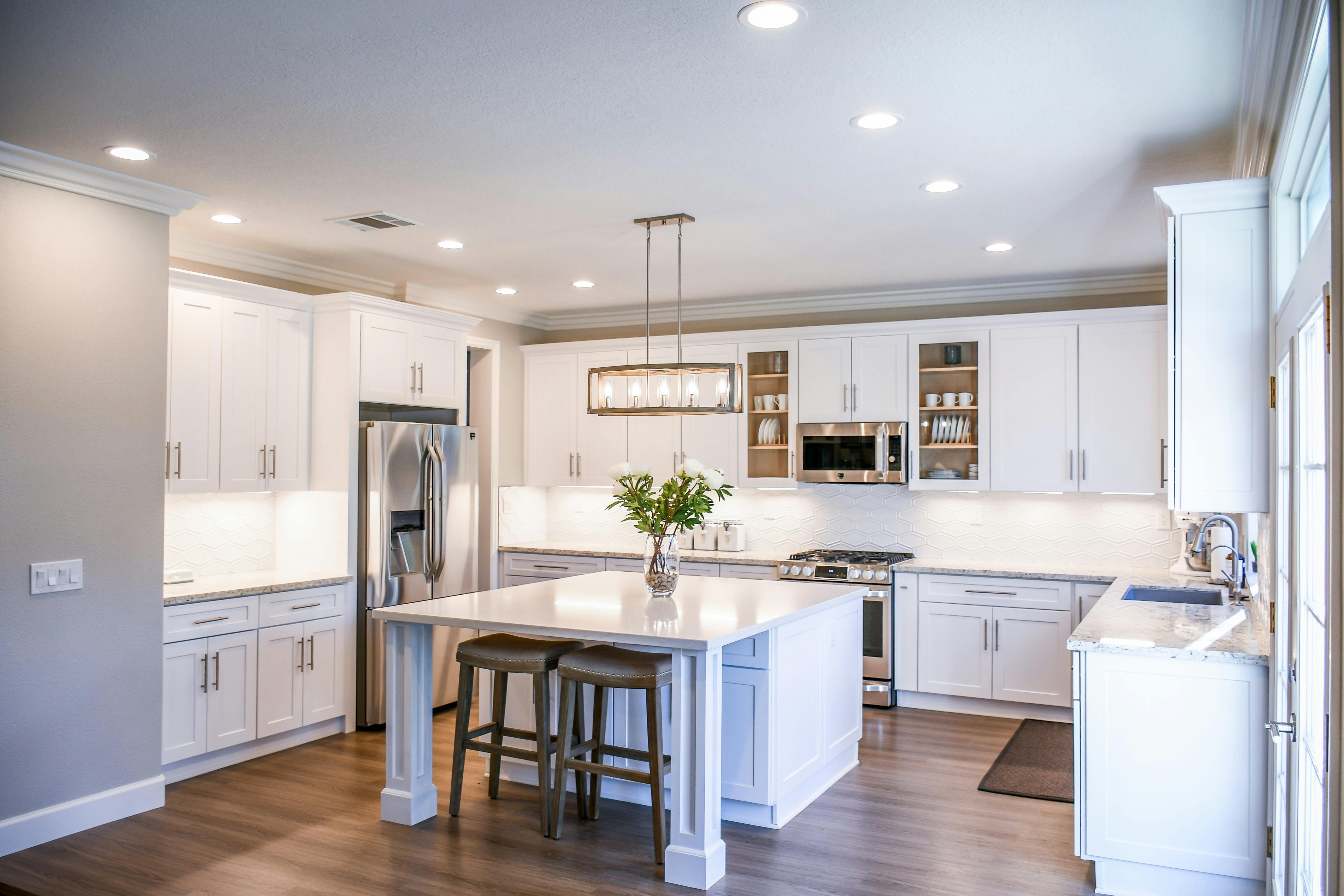 A newly renovated kitchen of a residential real estate property 