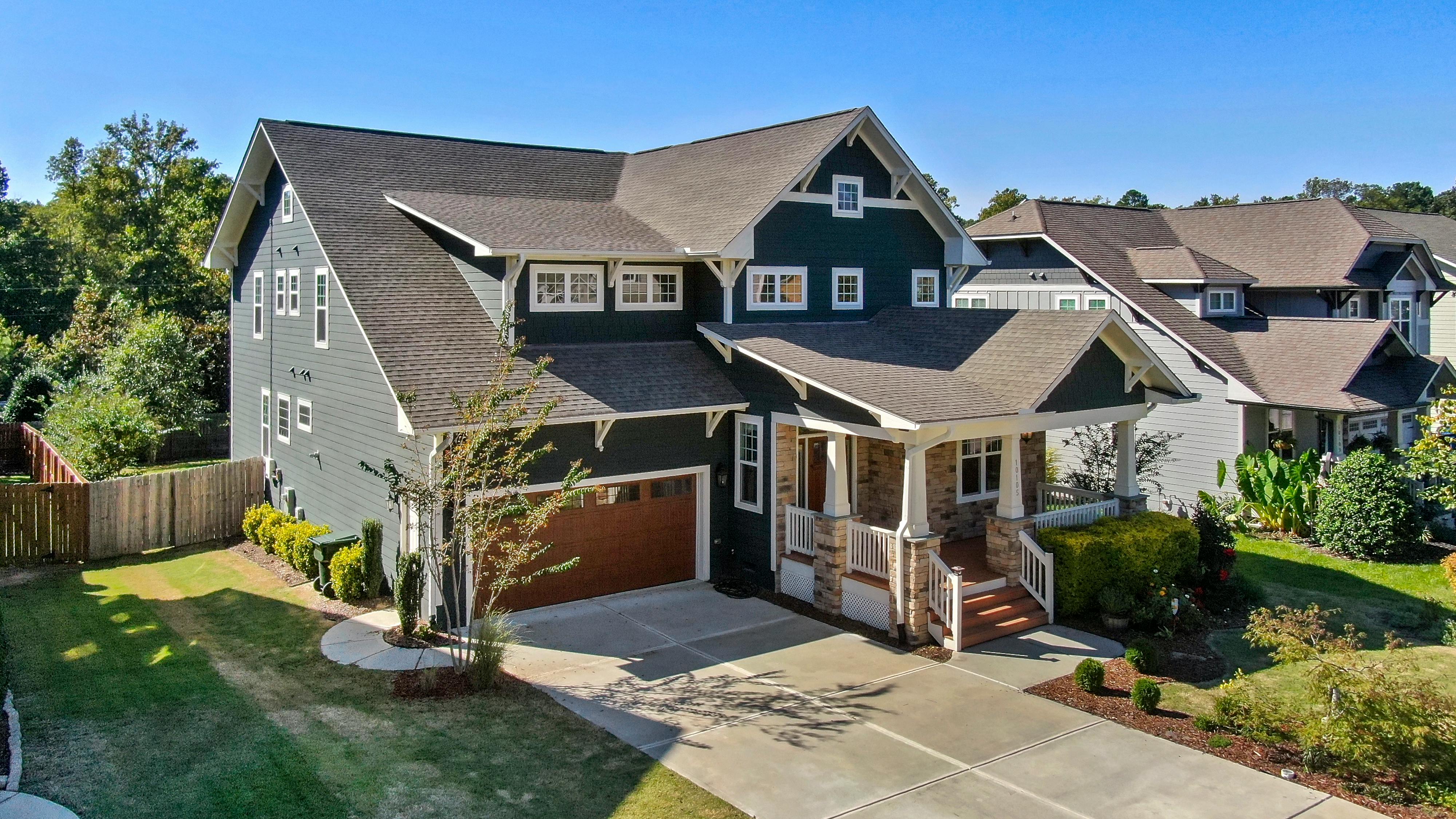A real estate house with a garage