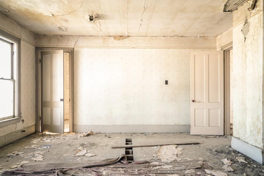 A distressed property in need of renovation